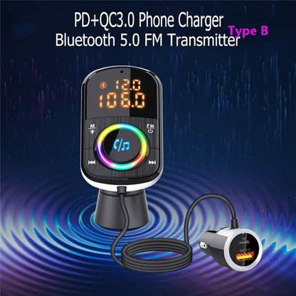 PD18W and QC3.0 Bluetooth 5.0 Car Radio Adapter Dual Fast Charging Port Wireless FM Audio Hands Free Car Kit Receiver DailySale
