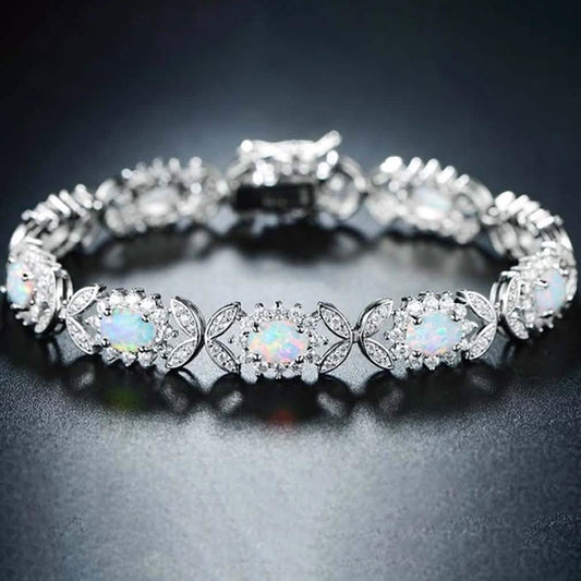 Peermont 18K White Gold Plated Fire Opal Butterfly Tennis Bracelet DailySale