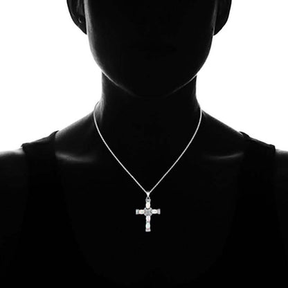 Peermont Genuine Fire Opal and Diamond Accent Cross Necklace DailySale
