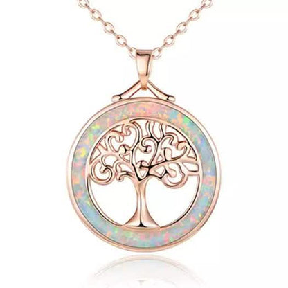 Peermont Tree of Life Necklace in White Fire Opal and Rose Gold Plating DailySale