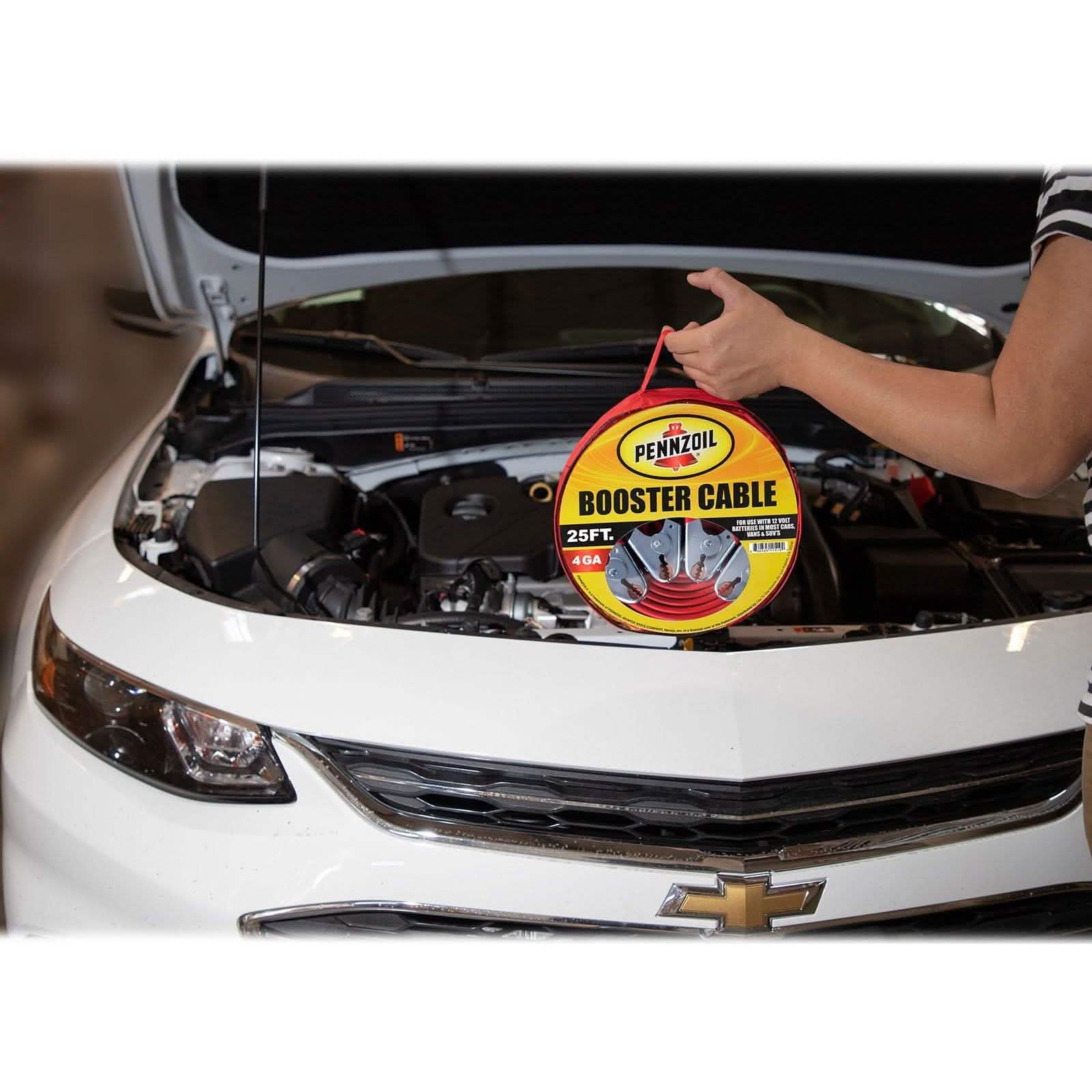 Pennzoil Jumper Cable 4 Gauge 25 Feet Heavy Duty Battery Booster with Travel Bag DailySale