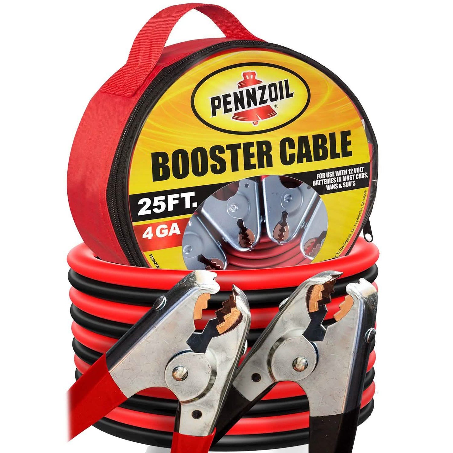 Pennzoil Jumper Cable 4 Gauge 25 Feet Heavy Duty Battery Booster with Travel Bag DailySale