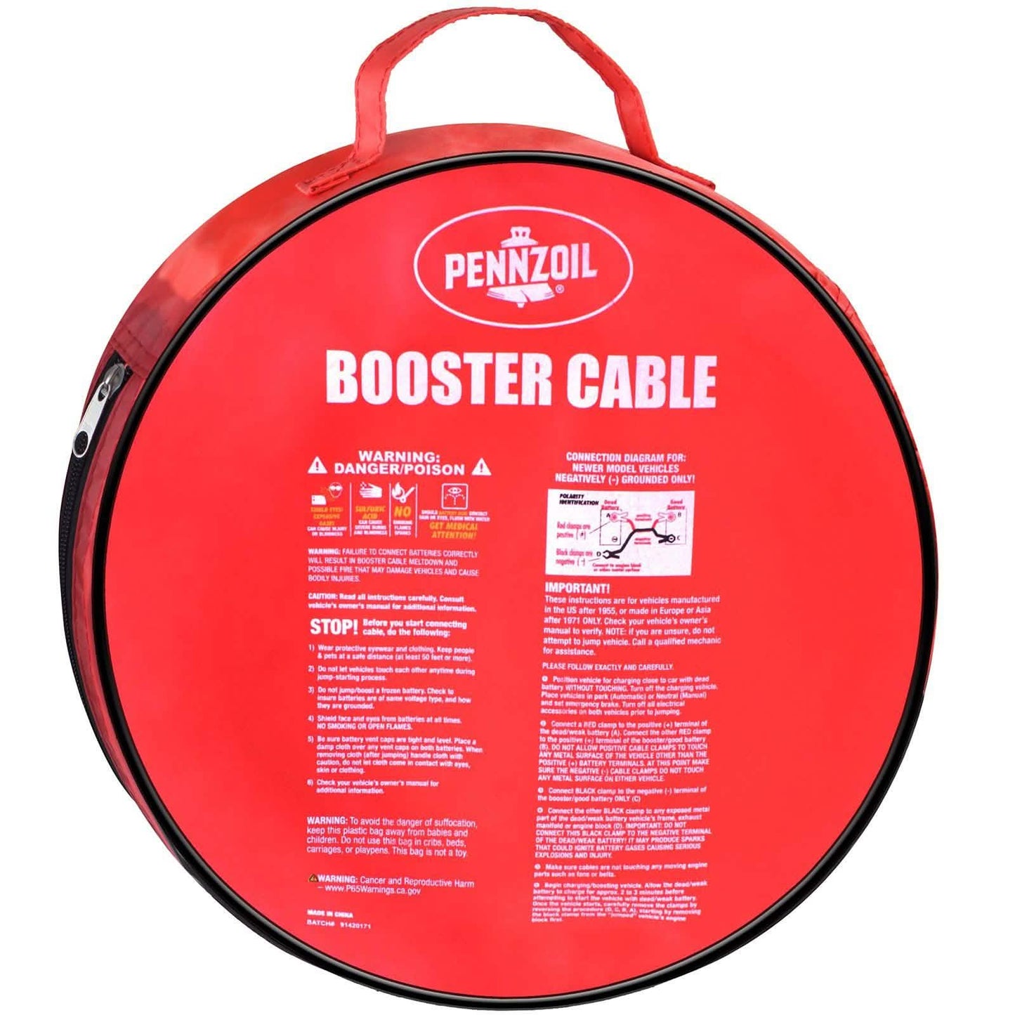 Pennzoil Jumper Cable 4 Gauge 25 Feet Heavy Duty Battery Booster with Travel Bag DailySale