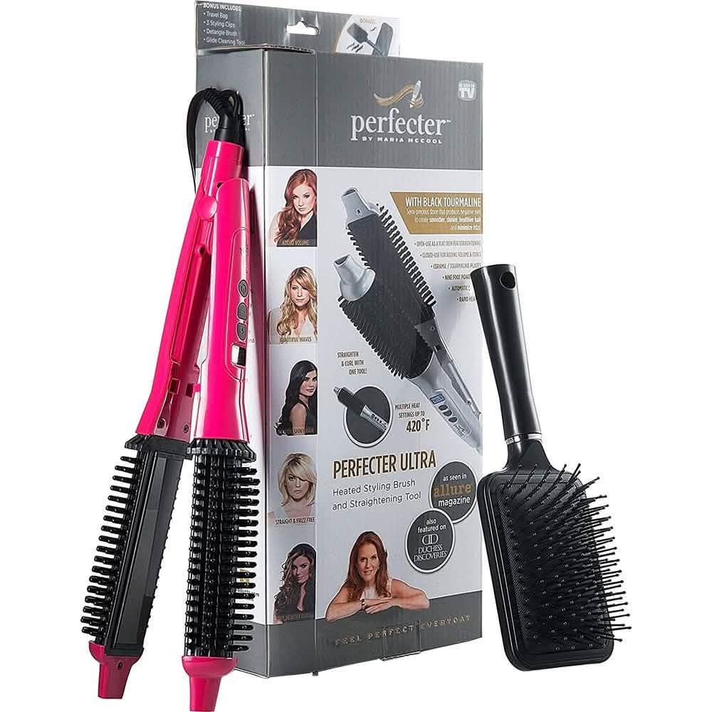 Perfecter Flat Iron Hair Straightener & Hot Round Brush 2-in-1 DailySale