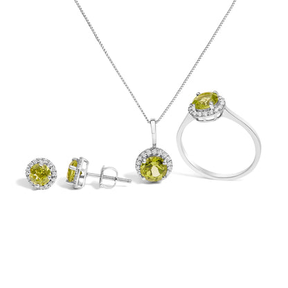 10K White Gold Purple Amethyst and 3/8 Cttw Diamond Halo Jewelry Set (Earrings, Pendant & Ring) Bids.com