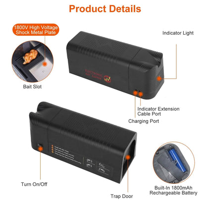 Pest Control Rechargeable Shock Mice Killer with 1800V High Voltage DailySale
