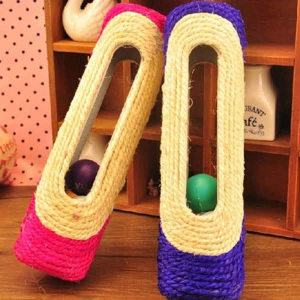 Pet Cat Rolling Sisal Scratching Post Trapped With 3 Ball Training Novely Toy DailySale