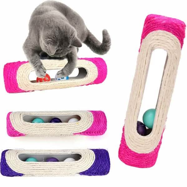 Pet Cat Rolling Sisal Scratching Post Trapped With 3 Ball Training Novely Toy DailySale