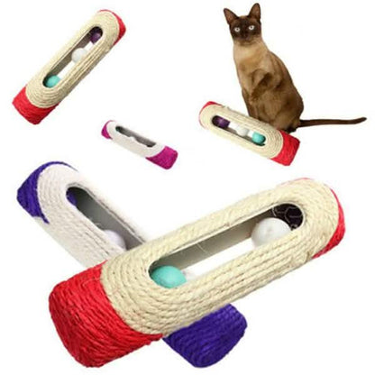 Pet Cat Rolling Sisal Scratching Post Trapped With 3 Ball Training Novely Toy DailySale