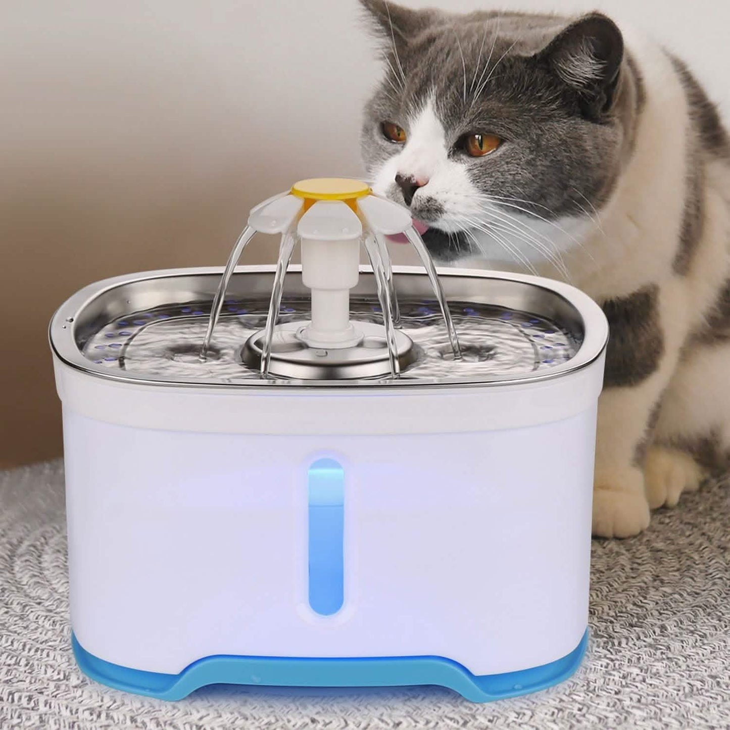 Pet Water Dispenser Fountain Cat Dog LED Light Drinking 2 Spray Heads DailySale