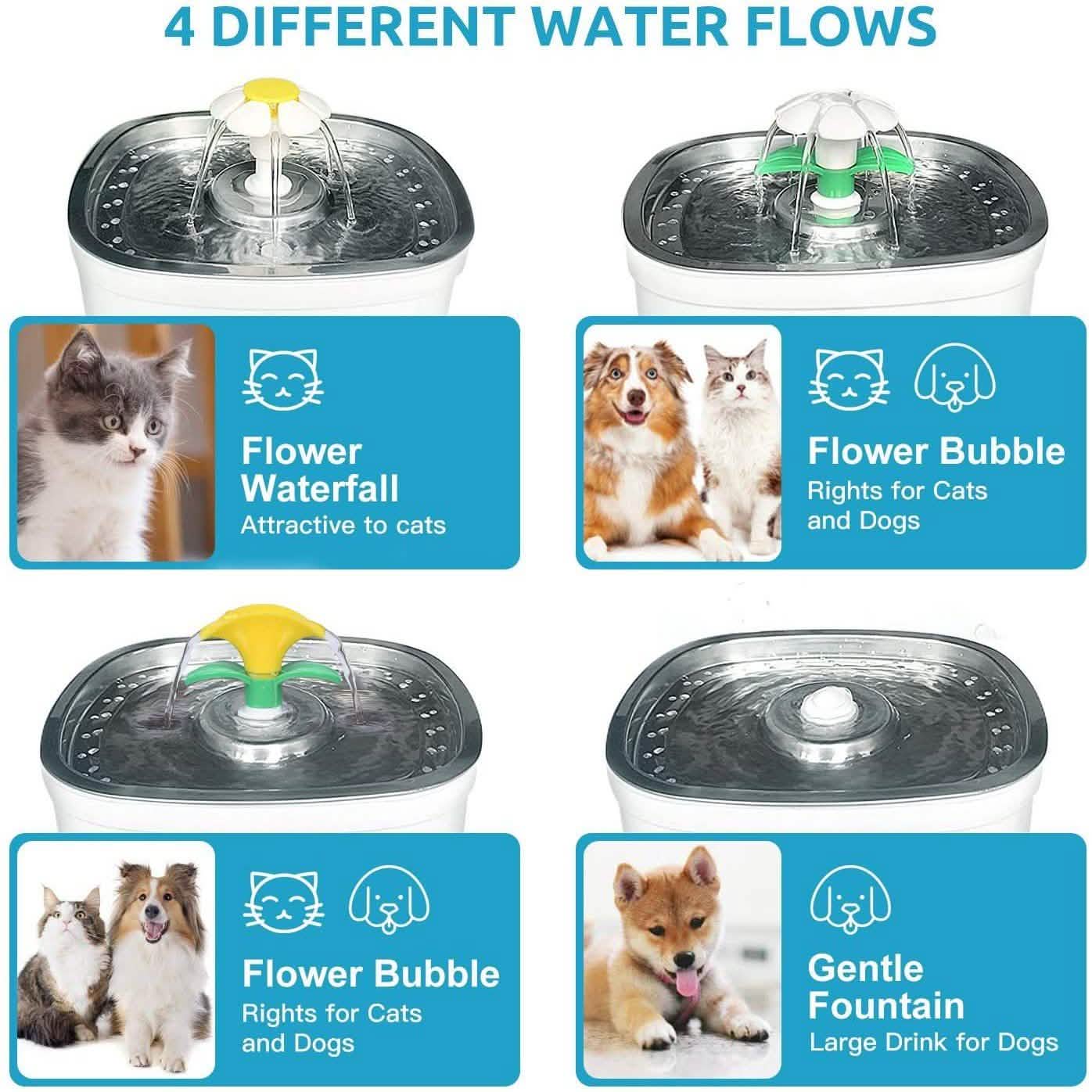 Pet Water Dispenser Fountain Cat Dog LED Light Drinking 2 Spray Heads DailySale