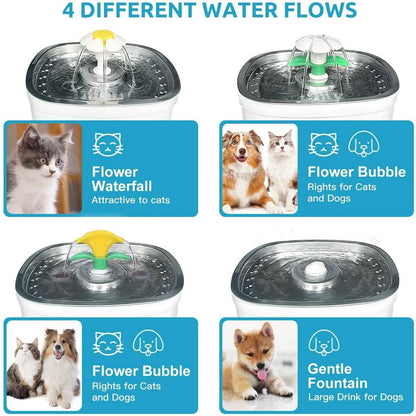 Pet Water Dispenser Fountain Cat Dog LED Light Drinking 2 Spray Heads DailySale