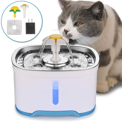 Pet Water Dispenser Fountain Cat Dog LED Light Drinking 2 Spray Heads DailySale