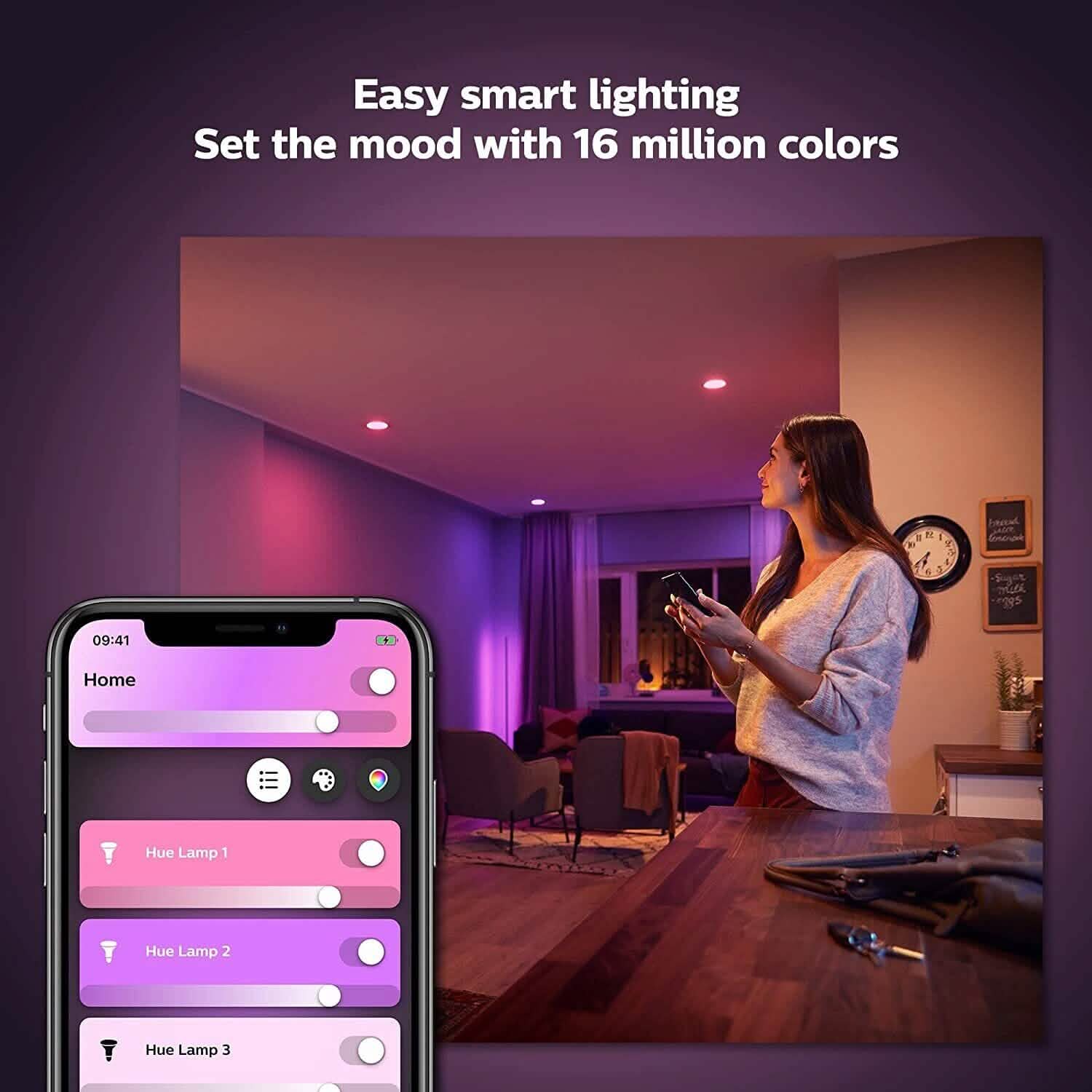 Philips Hue White and Color Ambiance Extra Bright High Lumen Dimmable 4" LED DailySale