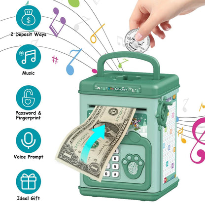 Piggy Bank Toy Cash Coin Money Saving Box with Password, Fingerprint Voice Prompt for 3+ Years Gold DailySale