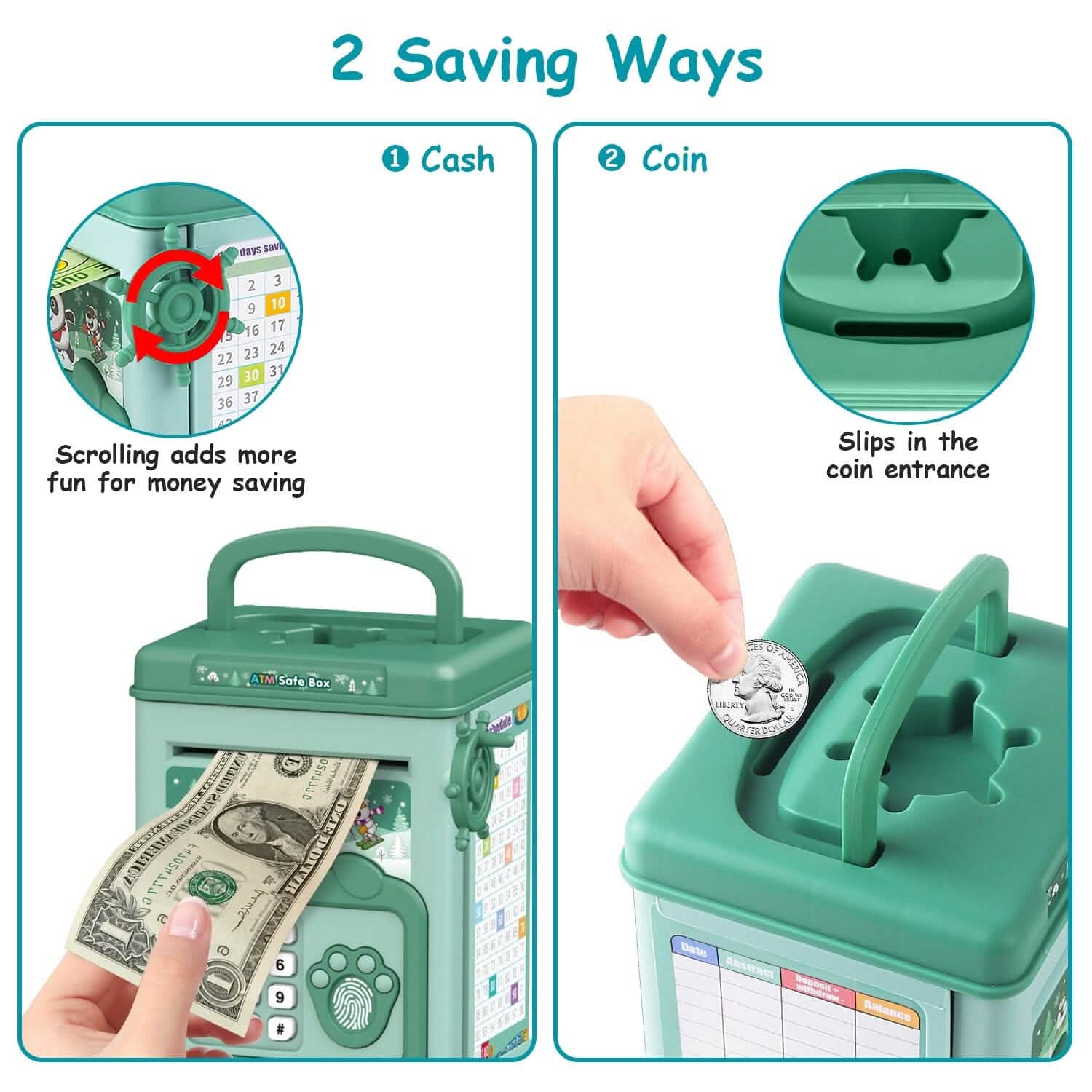 Piggy Bank Toy Cash Coin Money Saving Box with Password, Fingerprint Voice Prompt for 3+ Years Gold DailySale