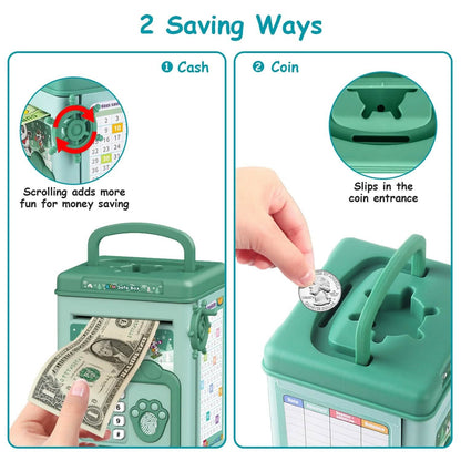 Piggy Bank Toy Cash Coin Money Saving Box with Password, Fingerprint Voice Prompt for 3+ Years Gold DailySale