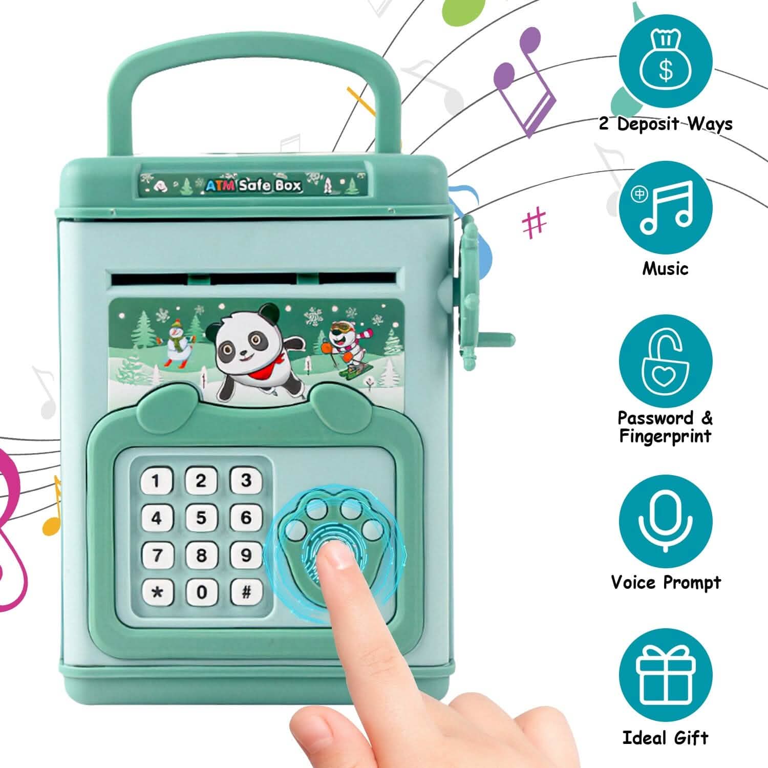 Piggy Bank Toy Cash Coin Money Saving Box with Password, Fingerprint Voice Prompt for 3+ Years Gold DailySale
