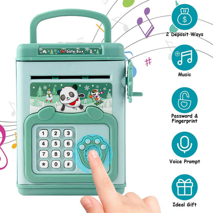 Piggy Bank Toy Cash Coin Money Saving Box with Password, Fingerprint Voice Prompt for 3+ Years Gold DailySale