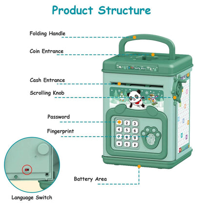 Piggy Bank Toy Cash Coin Money Saving Box with Password, Fingerprint Voice Prompt for 3+ Years Gold DailySale