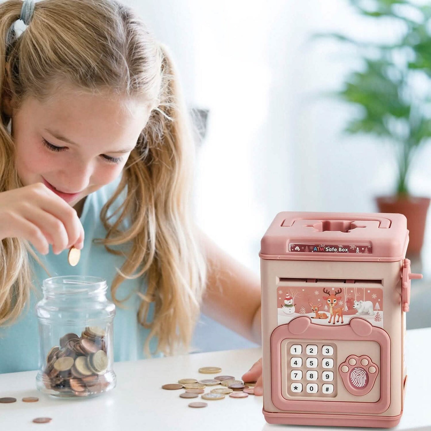 Piggy Bank Toy Cash Coin Money Saving Box with Password, Fingerprint Voice Prompt for 3+ Years Gold DailySale