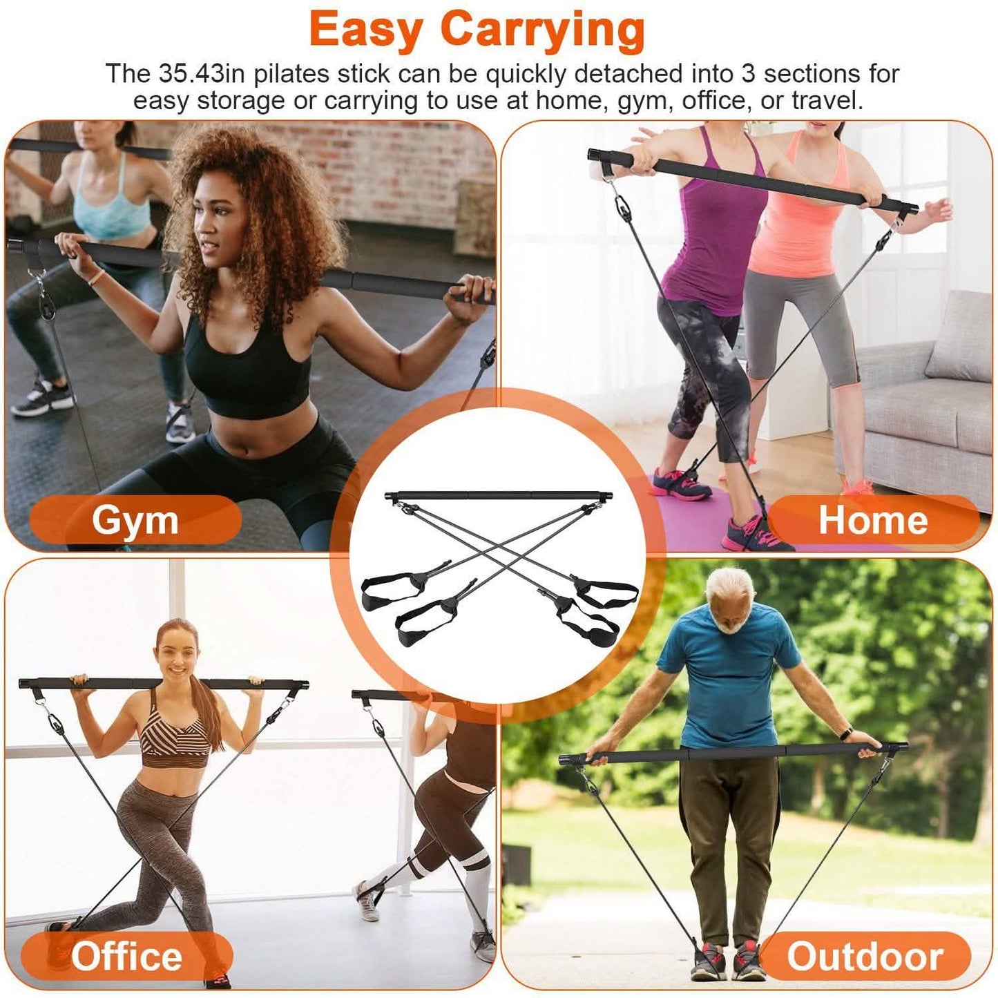 Pilates Bar Kit with 4 Resistance Bands DailySale