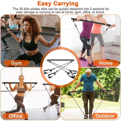 Pilates Bar Kit with 4 Resistance Bands DailySale