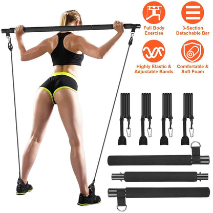 Pilates Bar Kit with 4 Resistance Bands DailySale