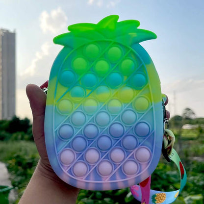 Pineapple Push Pop Pouch With Zipper & Strap DailySale