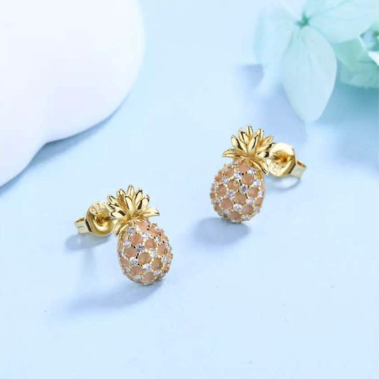 Pineapple Studs with Swarovski Crystals in 18k Gold DailySale