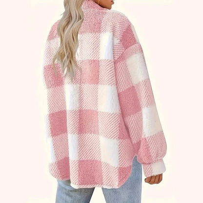 Plaid Pattern Button Front Jacket, Elegant Long Sleeve Warm Outerwear For Fall & Winter DailySale