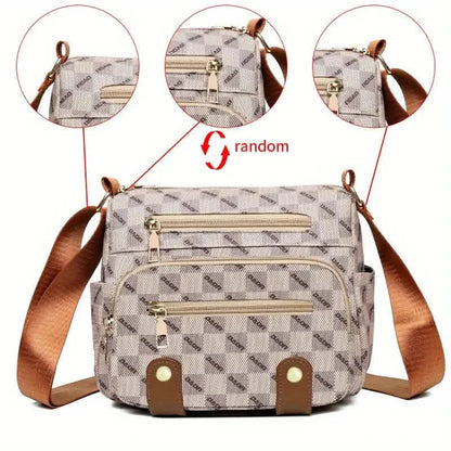 Plaid Pattern Crossbody Bag, Women's Multi Pockets Purse, Studded Decor Faux Leather Shoulder Bag DailySale