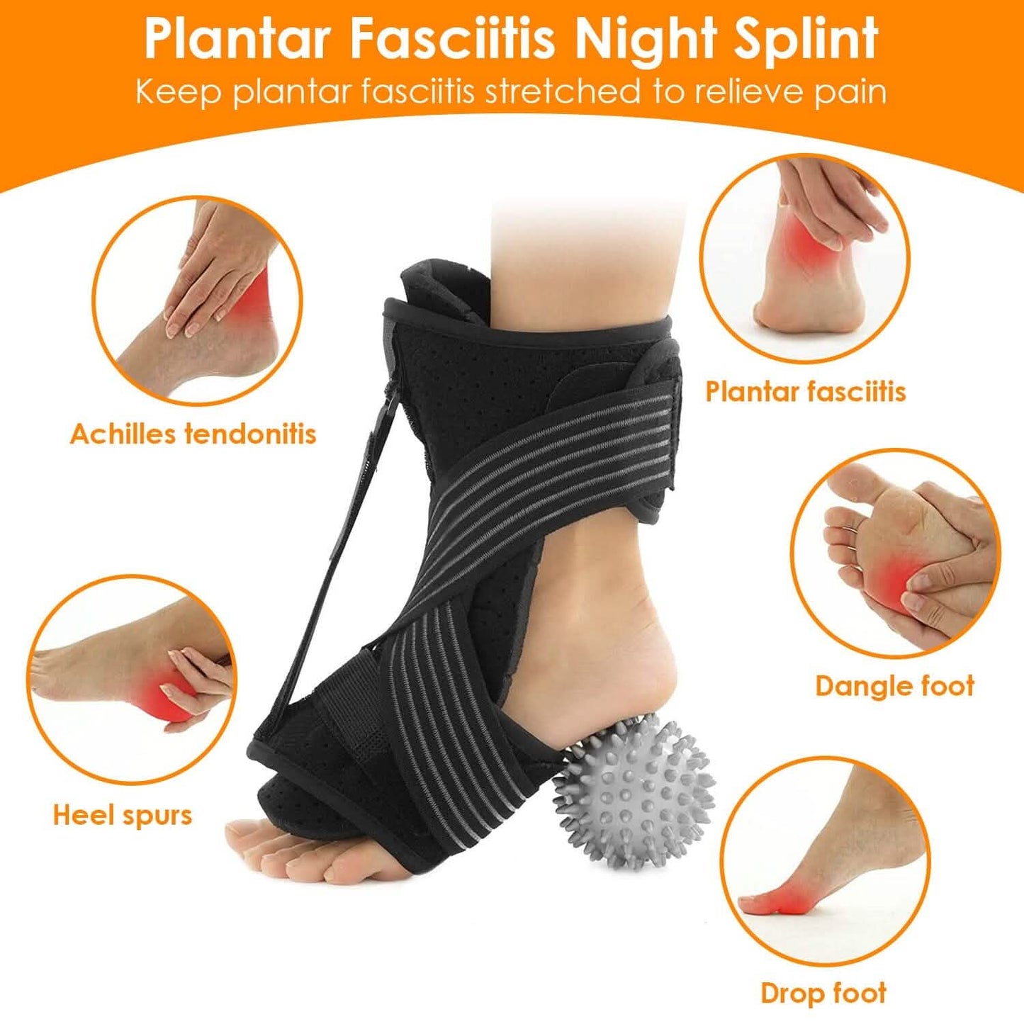 Plantar Fasciitis Night Splint Adjustable Foot Orthotic Brace DailySale