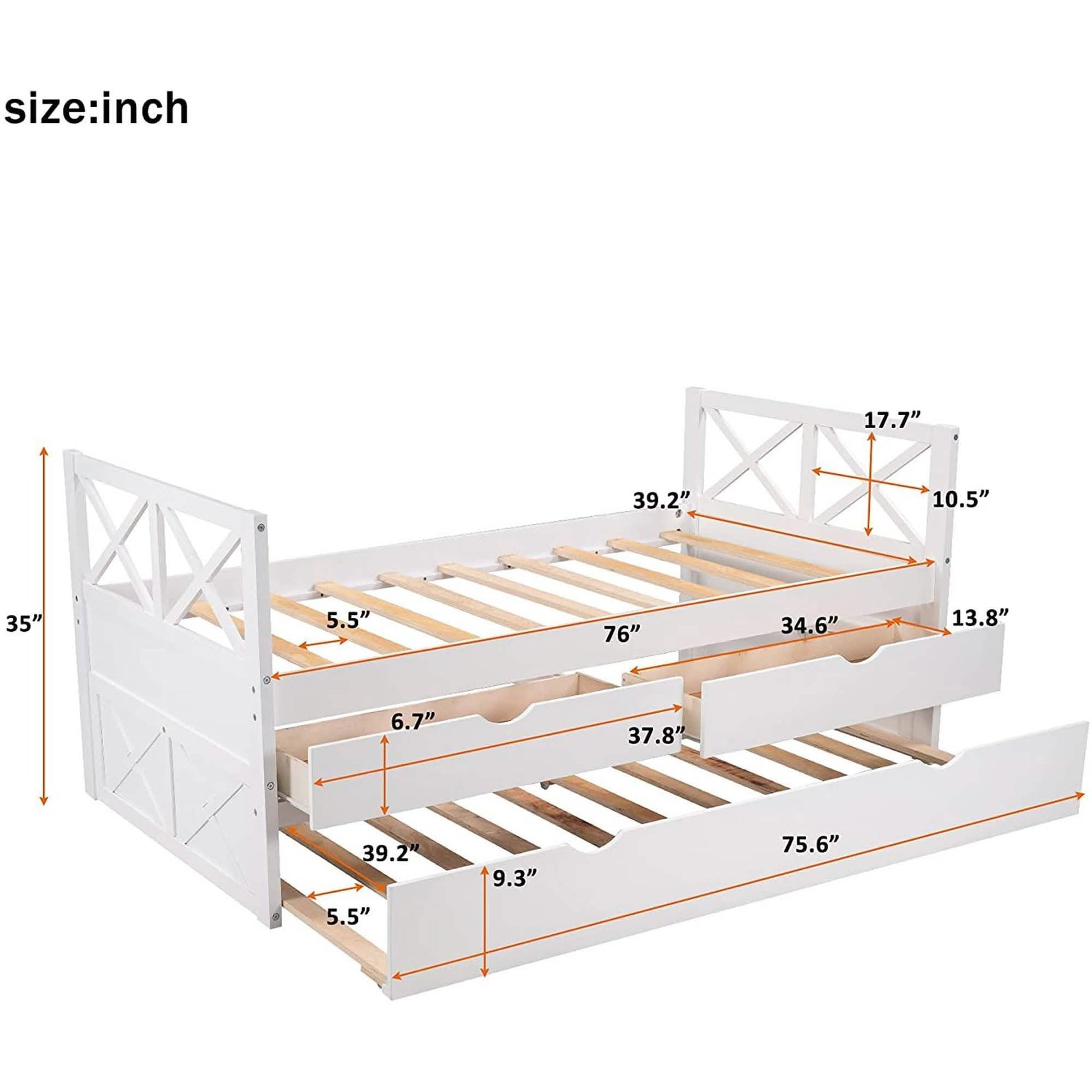 Platform Storage Bed with Trundle DailySale