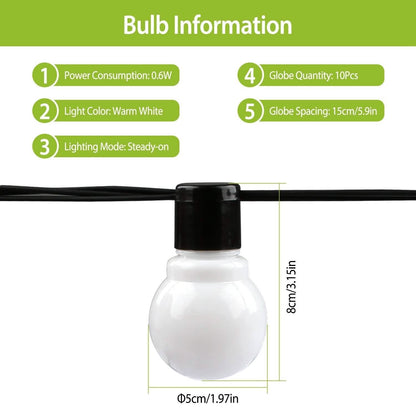 Plug-in Globe String Light Warm White Fairy Light Bulbs DailySale