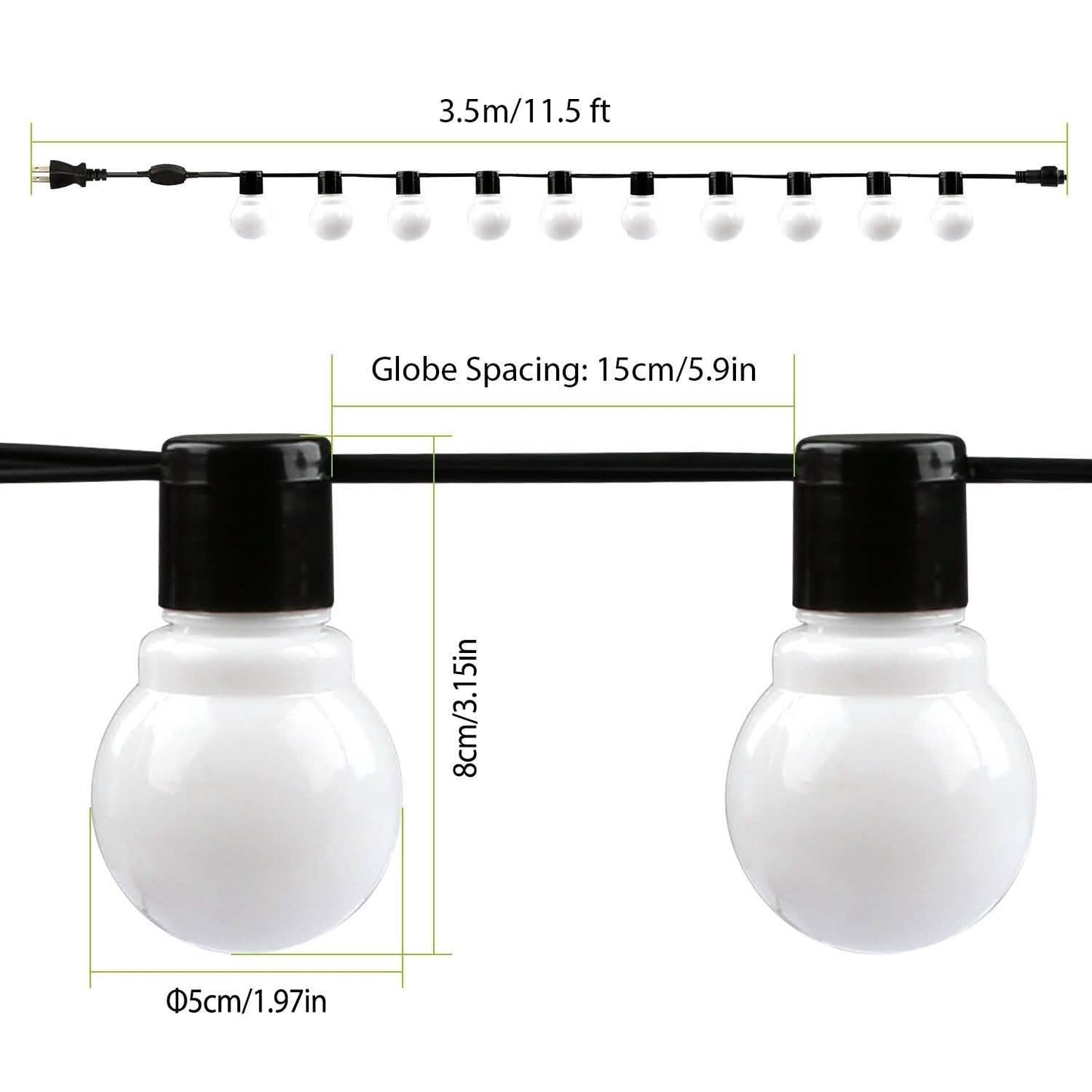 Plug-in Globe String Light Warm White Fairy Light Bulbs DailySale