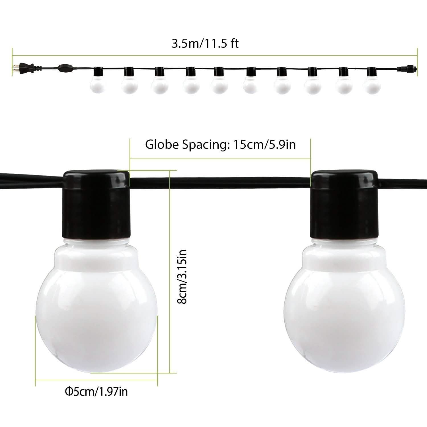 Plug-in Globe String Light Warm White Fairy Light Bulbs DailySale