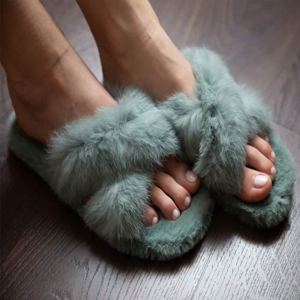 Plush Cross Band Slippers DailySale