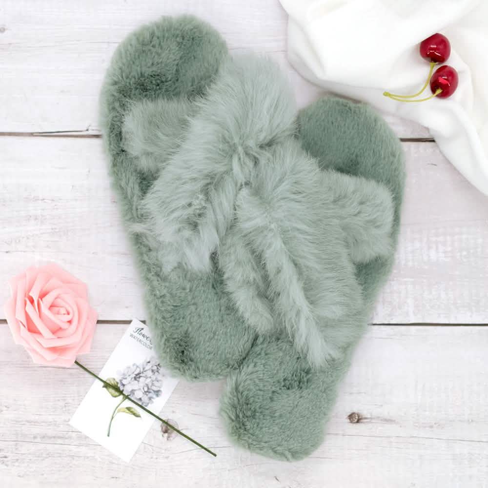 Plush Cross Band Slippers DailySale