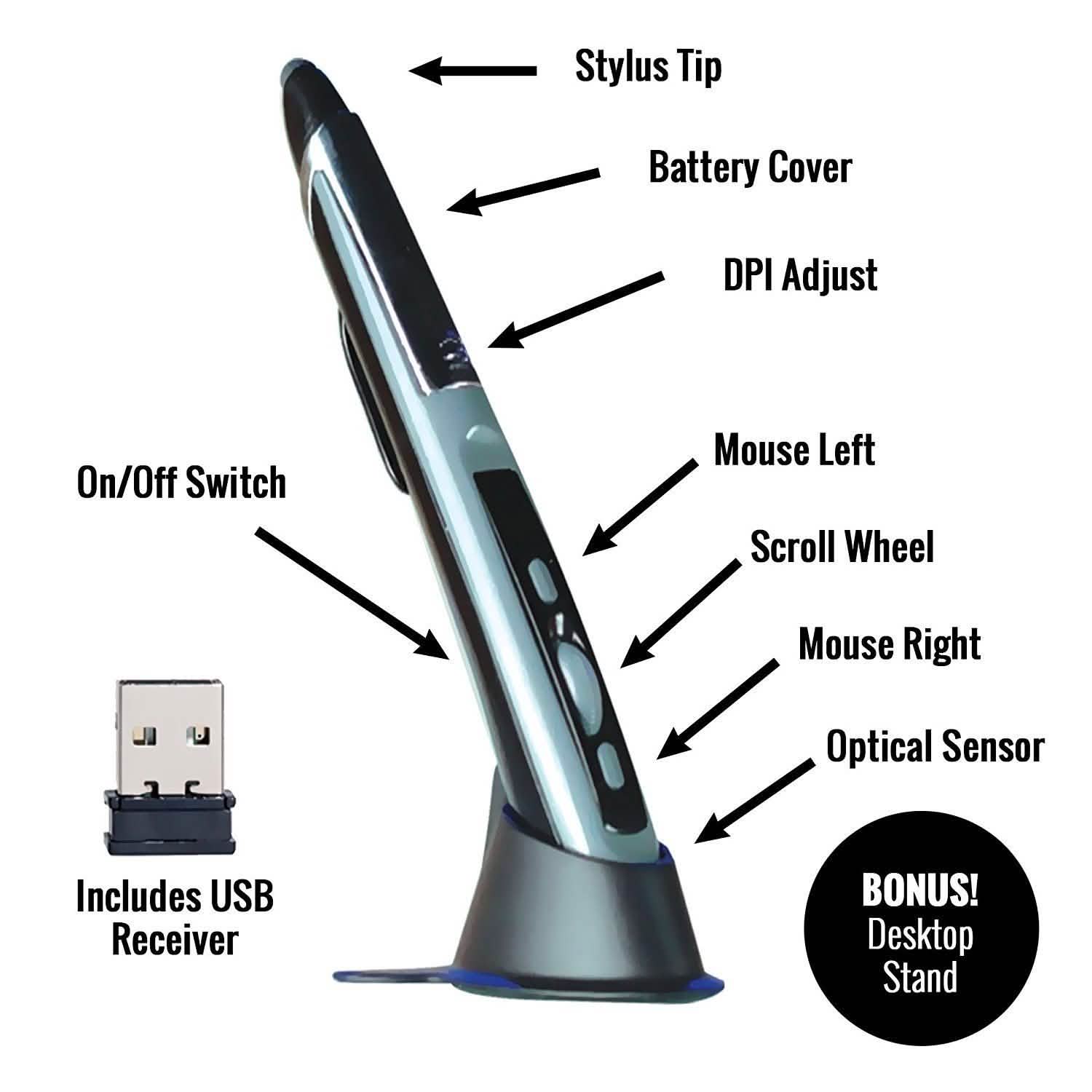 Pocket Mouse Wireless Optical Digital Pen Mouse & Stylus DailySale