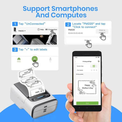 Polono Label Maker Machine with Tape PM220 Label Printer DailySale