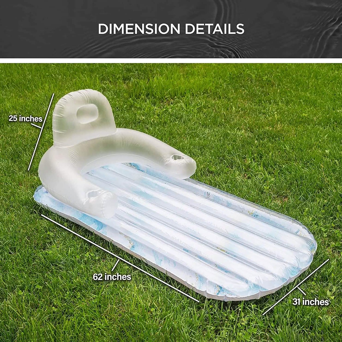 Pool Float for Adults Inflatable Lounge Chair Recliner for Swimming/Tanning DailySale