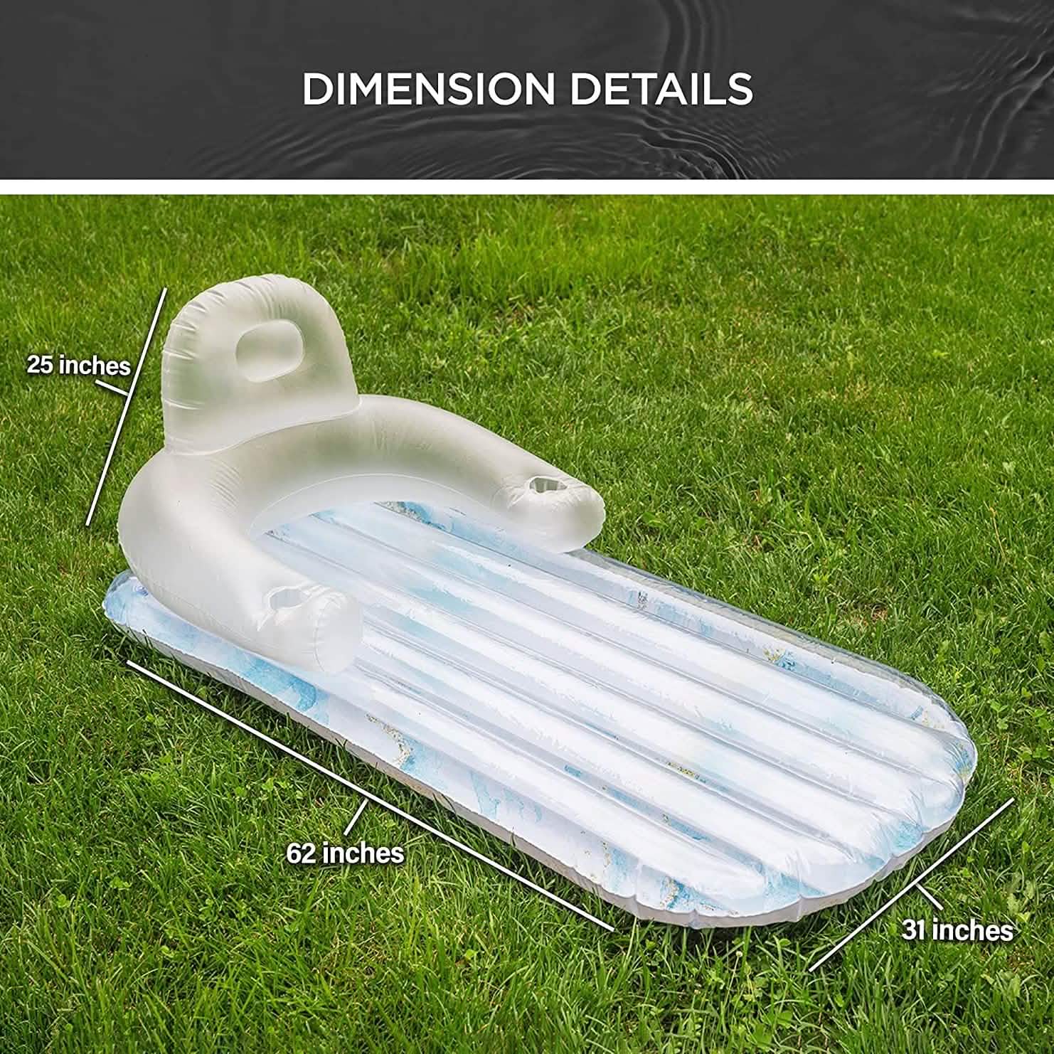 Pool Float for Adults Inflatable Lounge Chair Recliner for Swimming/Tanning DailySale