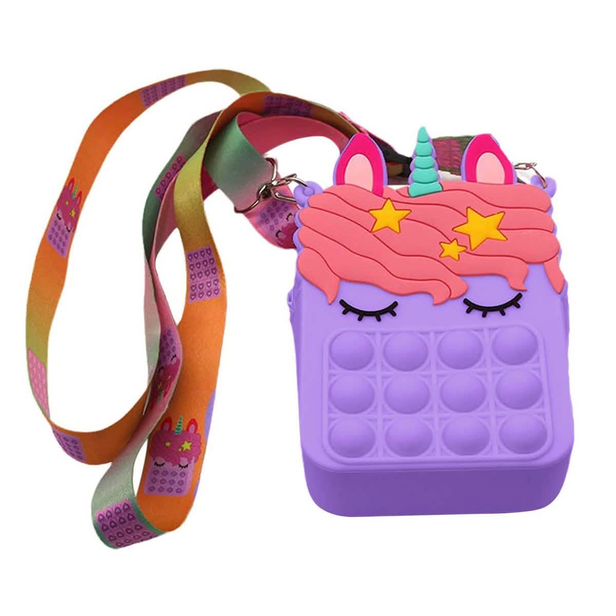 Pop-It Bubble Unicorn And Fruits Fidget Crossbody Handbag Purse DailySale