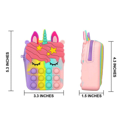 Pop-It Bubble Unicorn And Fruits Fidget Crossbody Handbag Purse DailySale