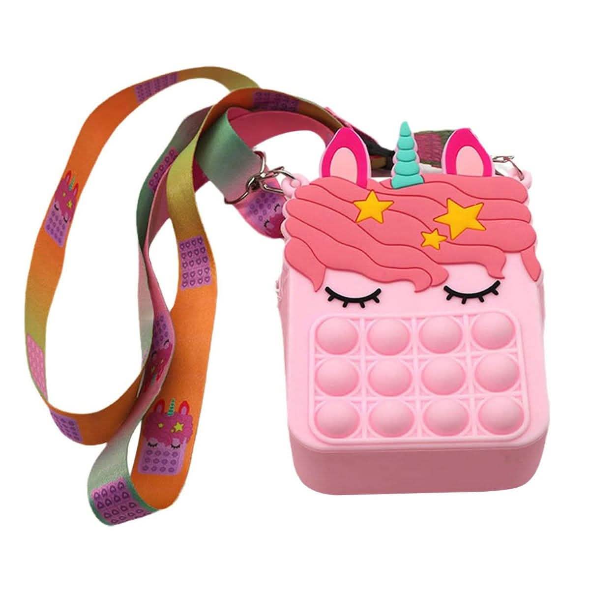 Pop-It Bubble Unicorn And Fruits Fidget Crossbody Handbag Purse DailySale