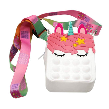 Pop-It Bubble Unicorn And Fruits Fidget Crossbody Handbag Purse DailySale