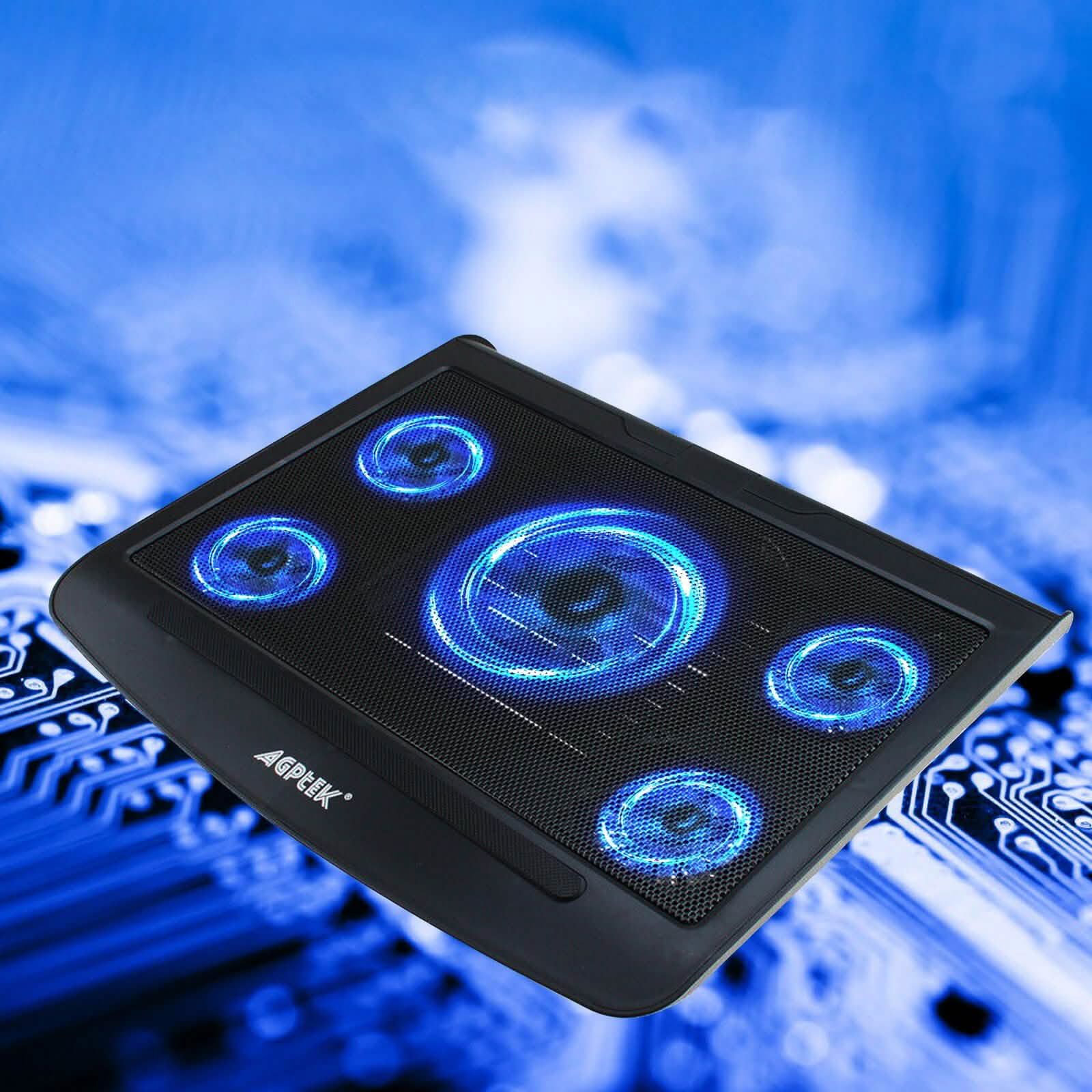 Portable 5 Fans Cooling Pad LED Light Radiator DailySale