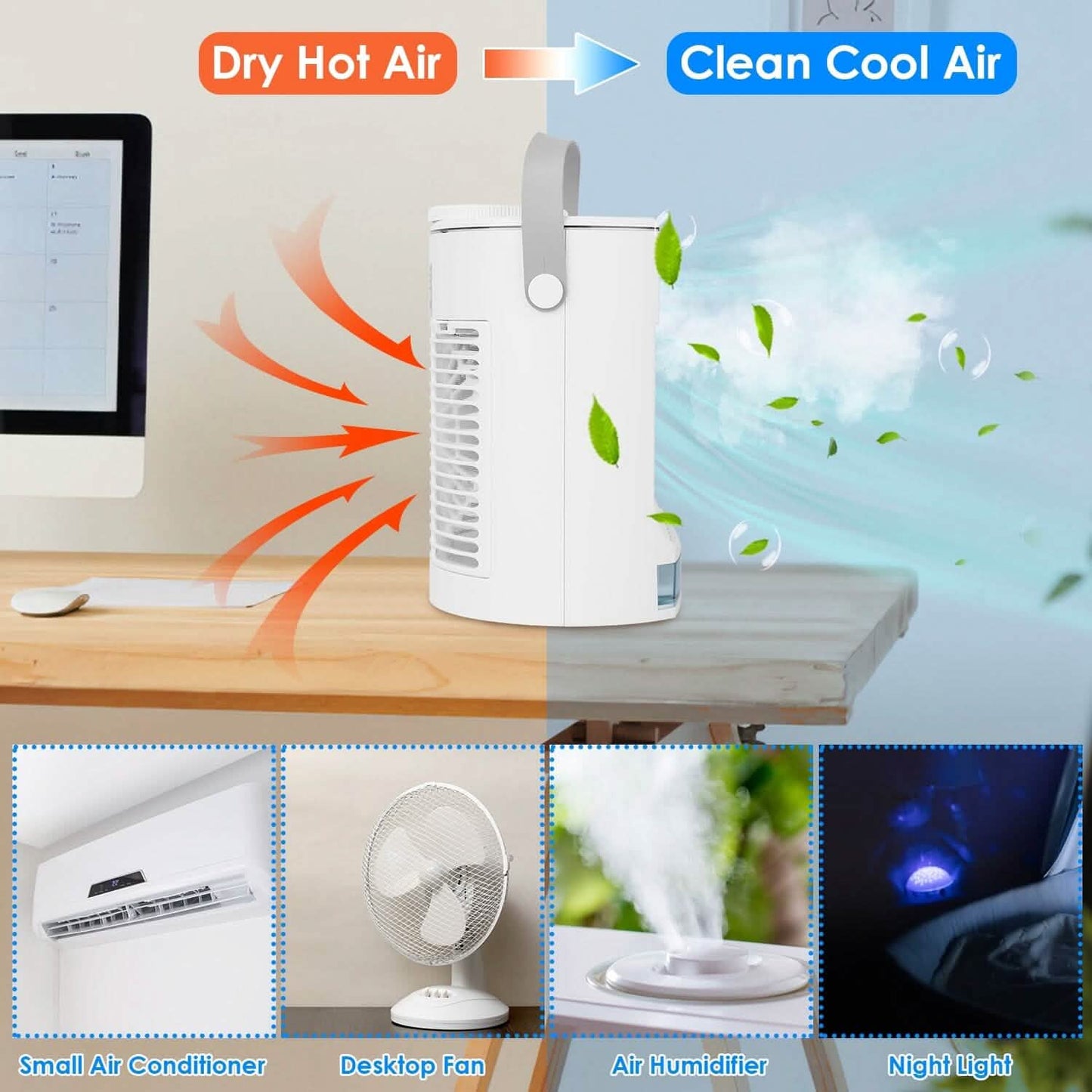 Portable Air Conditioner Fan Evaporative Humidifier 3 Speed Spray DailySale