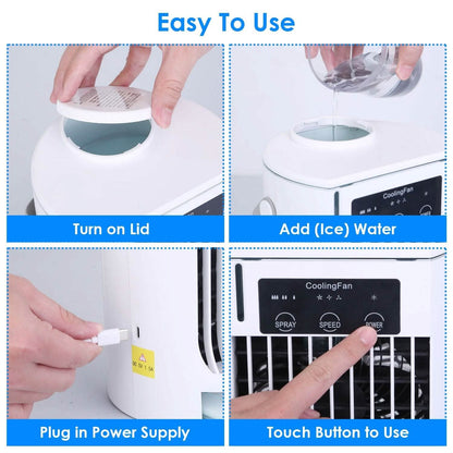 Portable Air Conditioner Fan Evaporative Humidifier 3 Speed Spray DailySale
